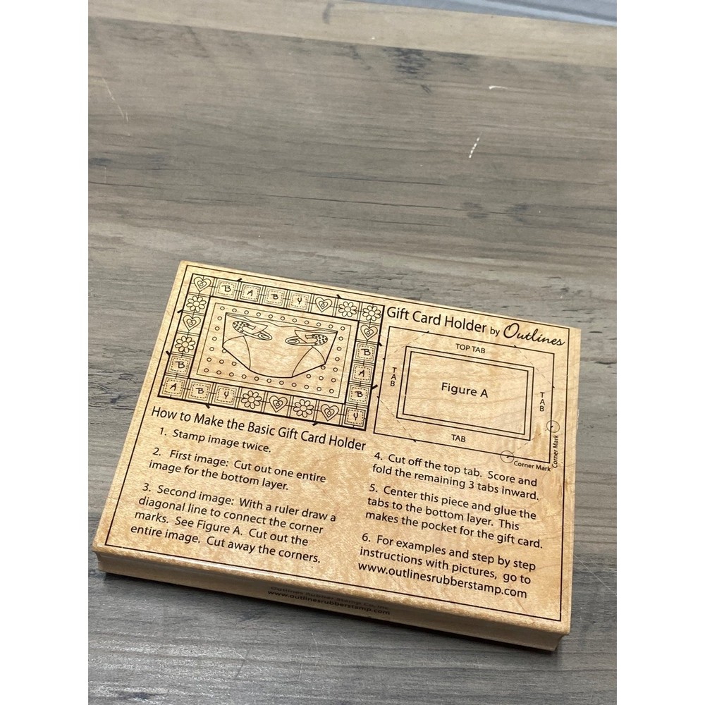 Outlines Rubber Stamp Gift Card Holder I-922 Baby Diaper NEW